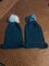 Rolled Brim Sparkly Blue Knit Hat with Faux Fur Pompom product 2